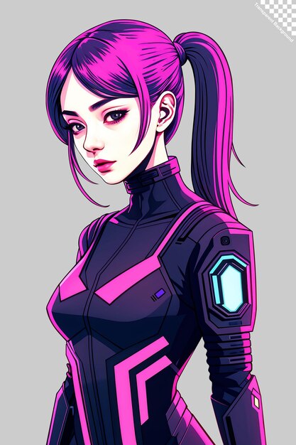 illustration of a girl in Cyberpunk style