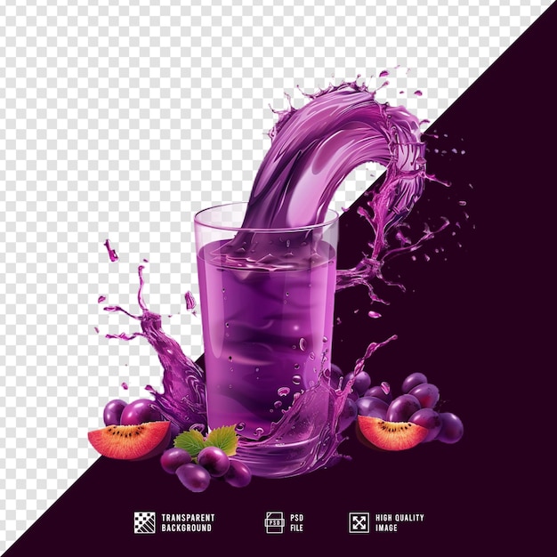 illustration of a grape juice glass for advertising purposes without background HD quality