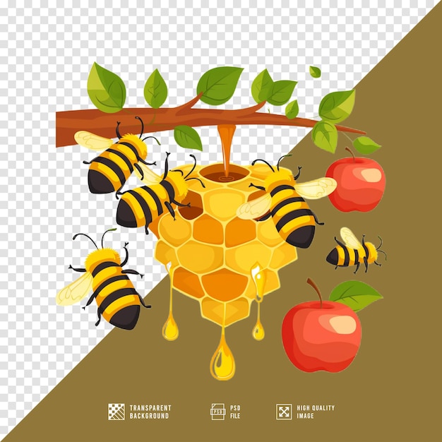 illustration of a honey bee hive without background HD quality