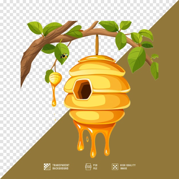 PSD illustration of a honey bee hive without background hd quality