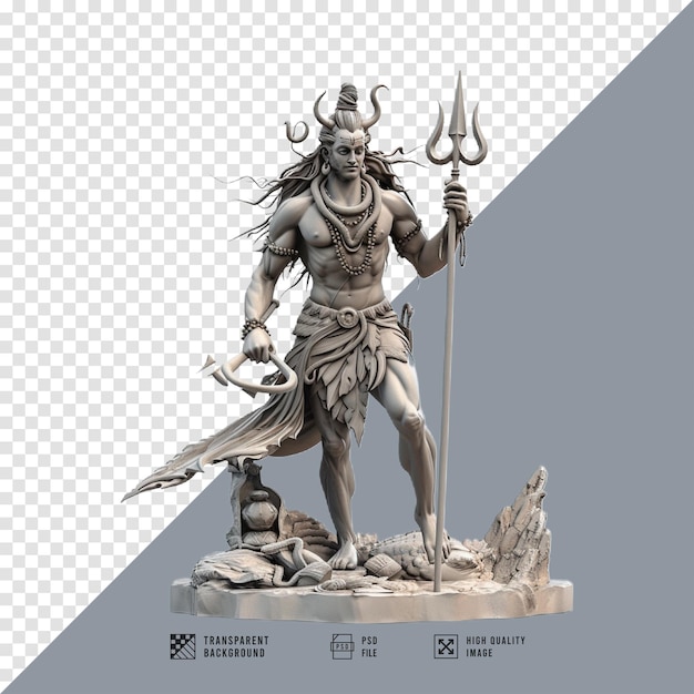 PSD illustration image of indian god shiva without background hd quality