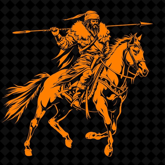 an illustration of a knight on a horse with a sword