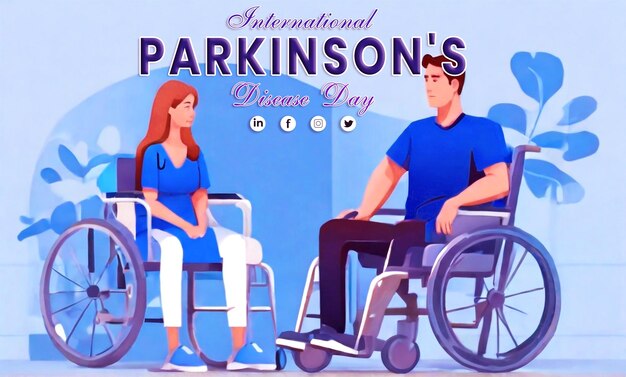 An illustration man and woman in a wheelchair sitting in the medical with a foot injury