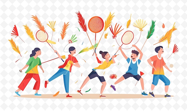 an illustration of people playing badminton with a banner that says quot sport quot