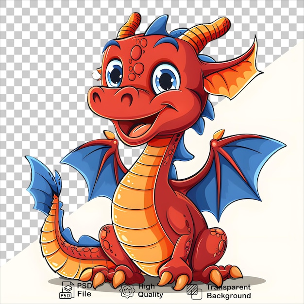 Illustration of Red Dragon with Blue Elements