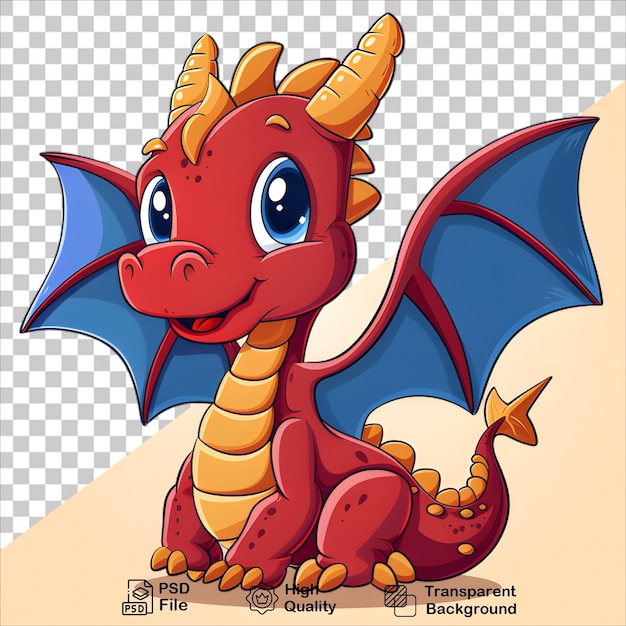 Illustration of Red Dragon with Blue Elements