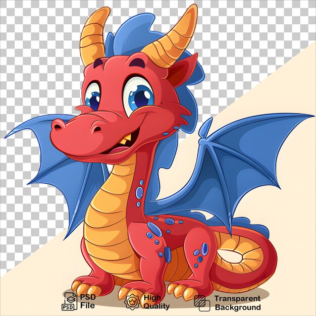 PSD illustration of red dragon with blue elements