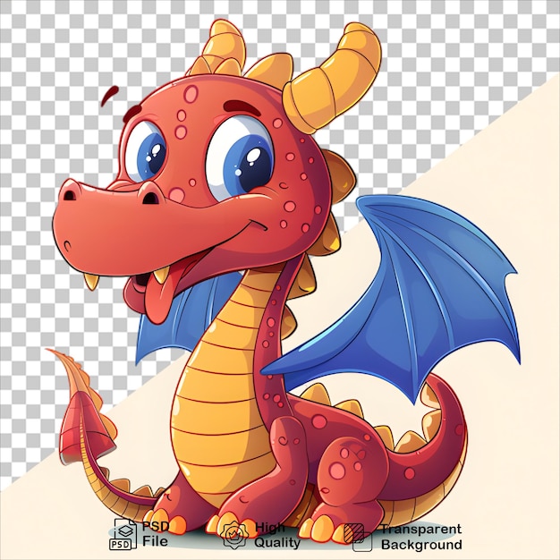 Illustration of Red Dragon with Blue Elements