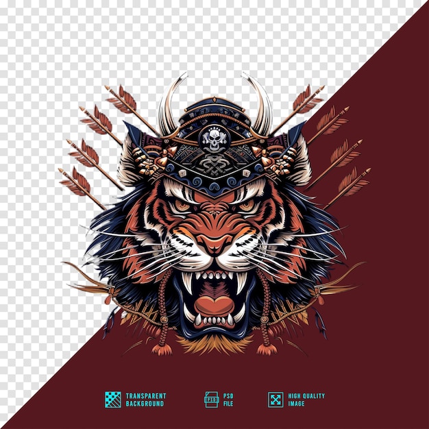 PSD illustration of a tiger wearing a crown without a background hd quality