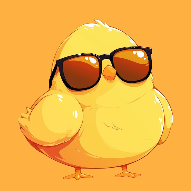 PSD illustration of tiny chicks wearing sunglasses