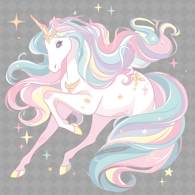 an illustration of a unicorn with a star on it