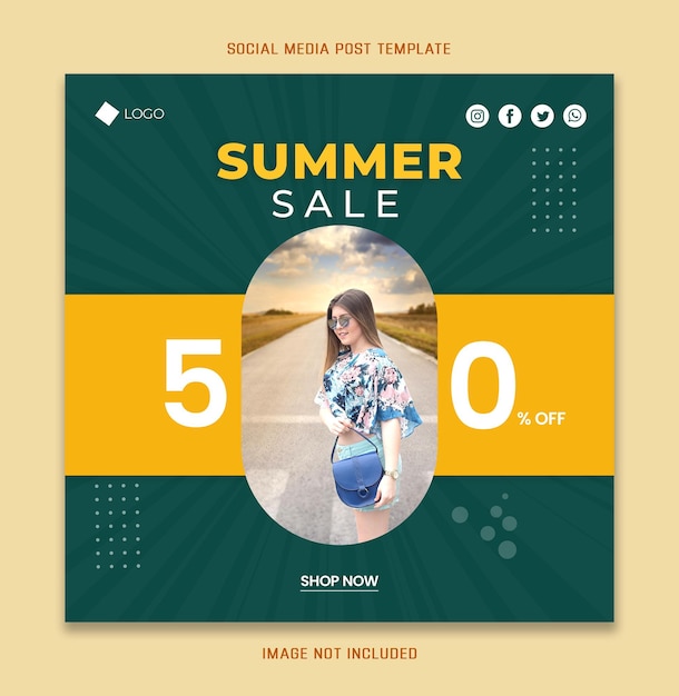 Illustration Vector Sale Summer Sale 50 Percent off Shop Now Stock Vector