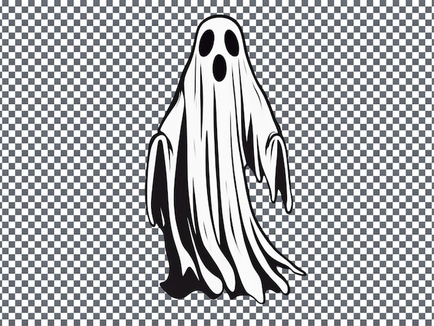 Illustration of white ghost smiling phantom silhouette isolated on transparent background