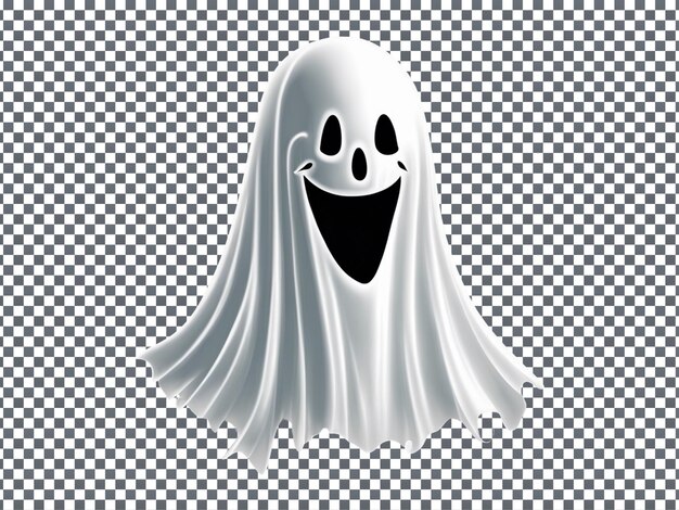 PSD illustration of white ghost smiling phantom silhouette isolated on transparent background