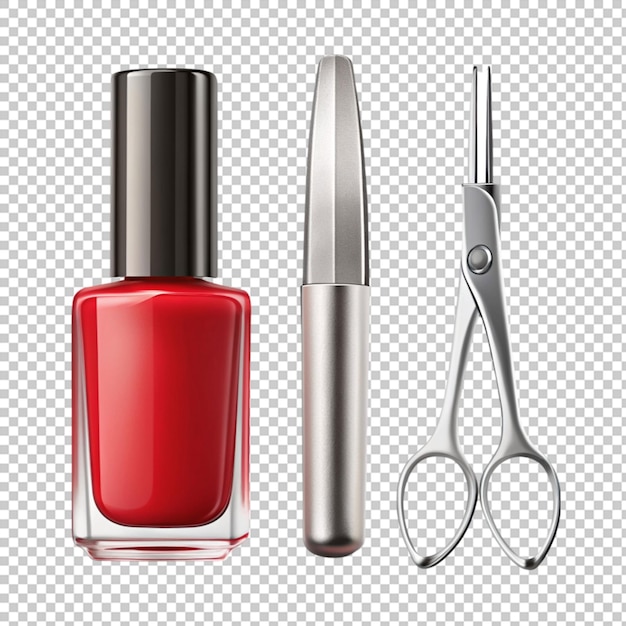 PSD illustration with manicure tools red nail polish