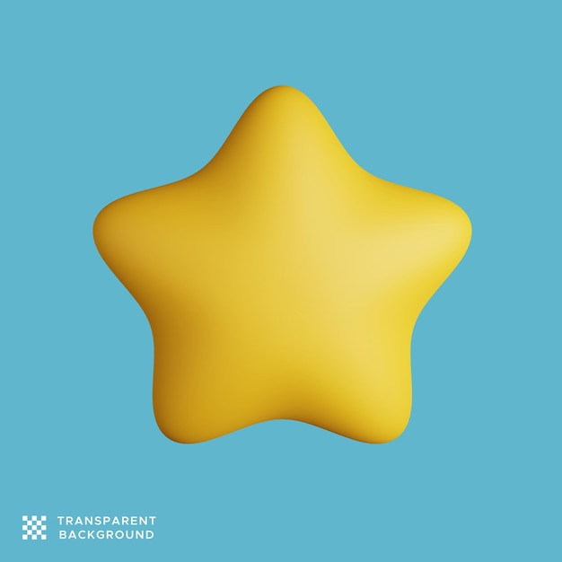 Illustration of a yellow star with a cute and simple style. 3d rendering