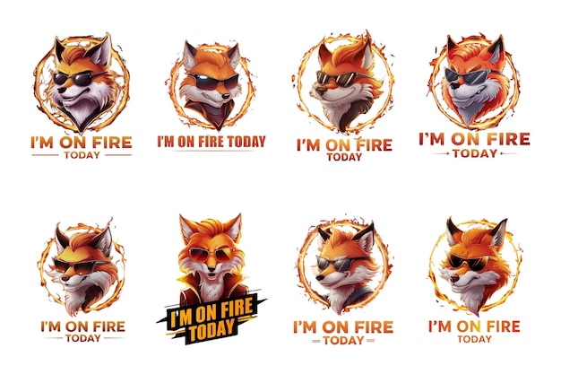 PSD im on fire today fox tshirt designs set