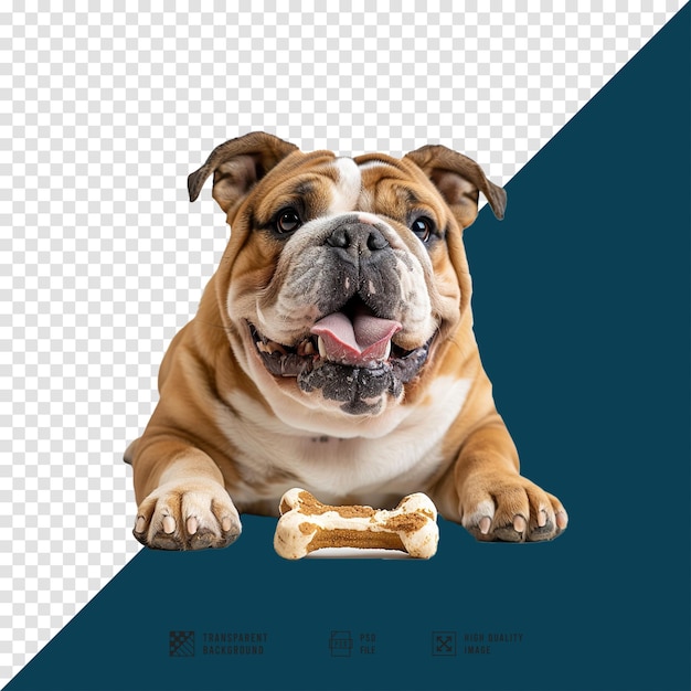 Image of a dog eating a bone without a background in HD quality