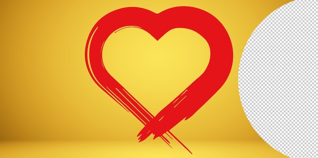 Image of the heart inflicted with a brush on Transparent Background