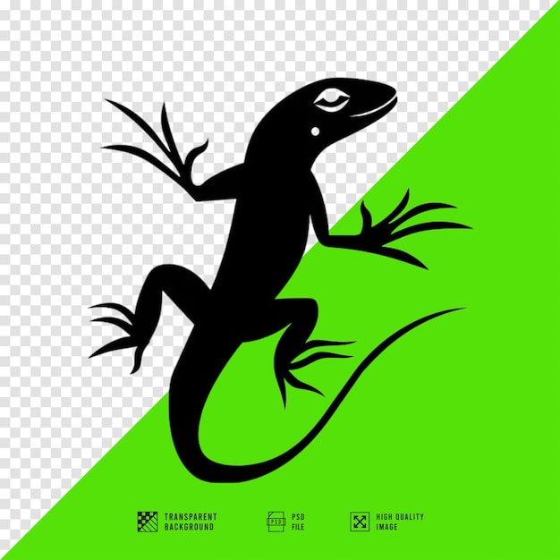 PSD image of lizard silhouette icon without background in hd quality