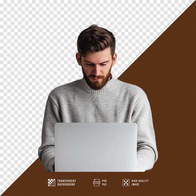 PSD image of a person working in front of a laptop without hd quality background