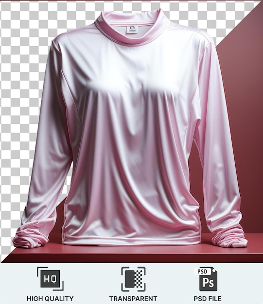 the image shows the back of a white shirt with a pink collar featuring a long sleeve and a white shirt on the left side the shirt is positioned against a red wall with a white