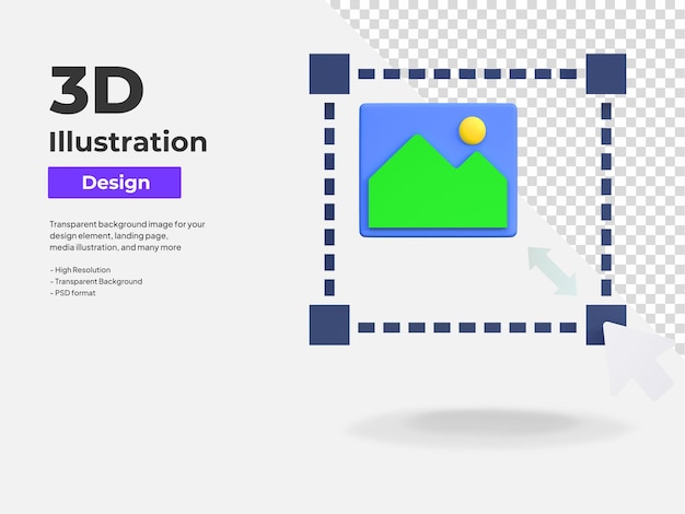 Image size scale tool icon graphic design tool 3d illustration