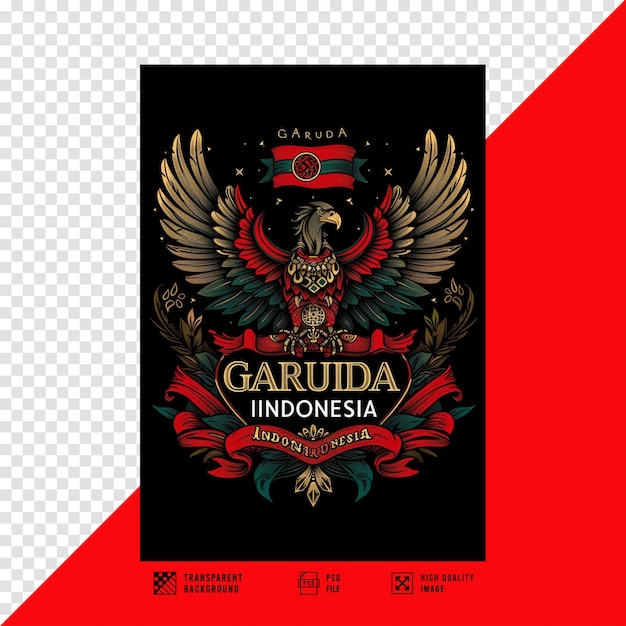 PSD the image of the tshirt design says garuda without a background in hd quality