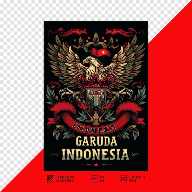 PSD the image of the tshirt design says garuda without a background in hd quality