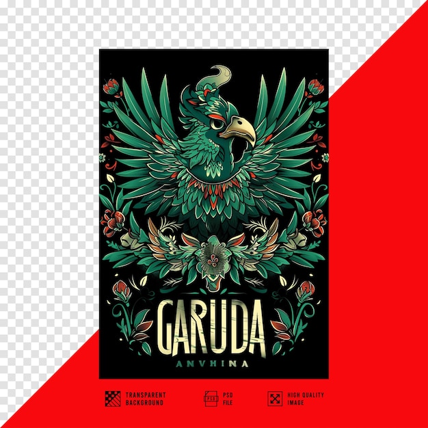 The image of the Tshirt design says GARUDA without a background in HD quality