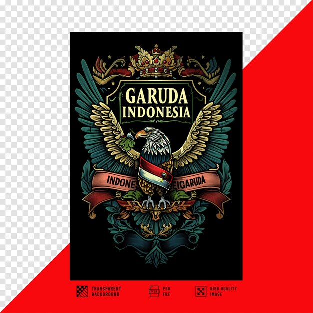 PSD the image of the tshirt design says garuda without a background in hd quality