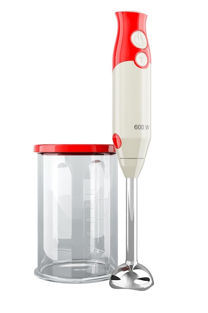 Immersion blender 3D rendering isolated on transparent background