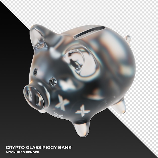 Immutable X IMX glass piggy bank with crypto coins 3d illustration