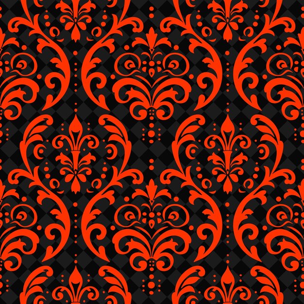 Imperial Damask Pattern With Fleur De Lis Icon and Intricate Abstract Natural Pattern Vector Design