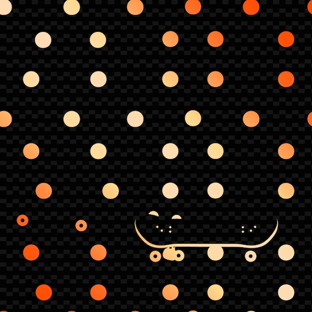 PSD imperial polka dot pattern with skateboard icon and varying nature inspired abstract outline art