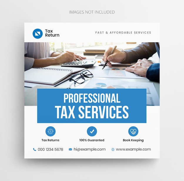 Income tax preparation social media post template Tax return service banner design