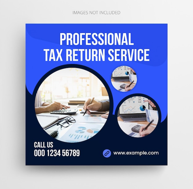 Income tax preparation social media post template Tax return service banner design