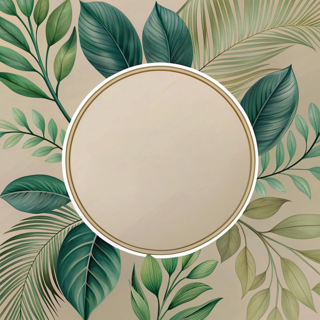 PSD incorporate a subtle elegant botanical illustration of leaves in the background