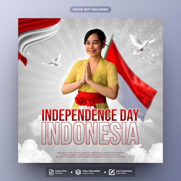 Independent day indonesia social media post template