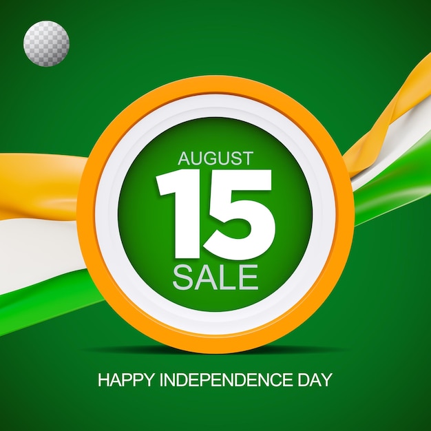 India Independence day 3d rendered banner design with transparent background