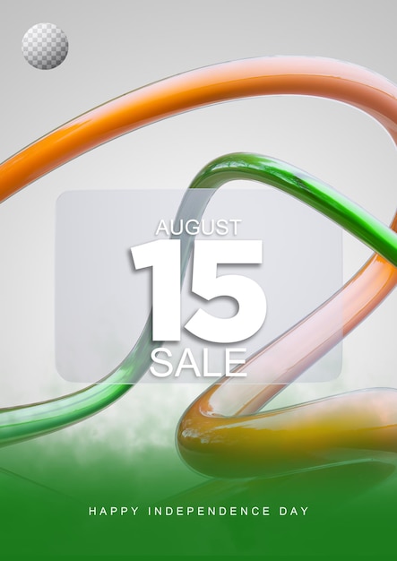 India Independence day 3d rendered banner design with transparent background