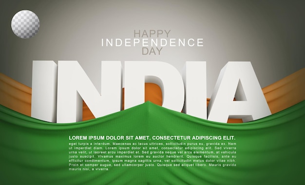 India Independence day 3d rendered banner design with transparent background