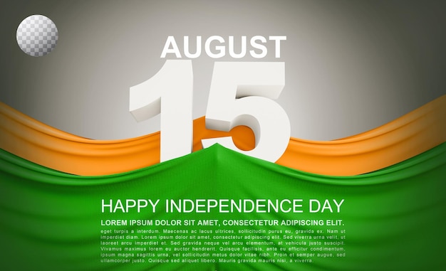 India Independence day 3d rendered banner design with transparent background