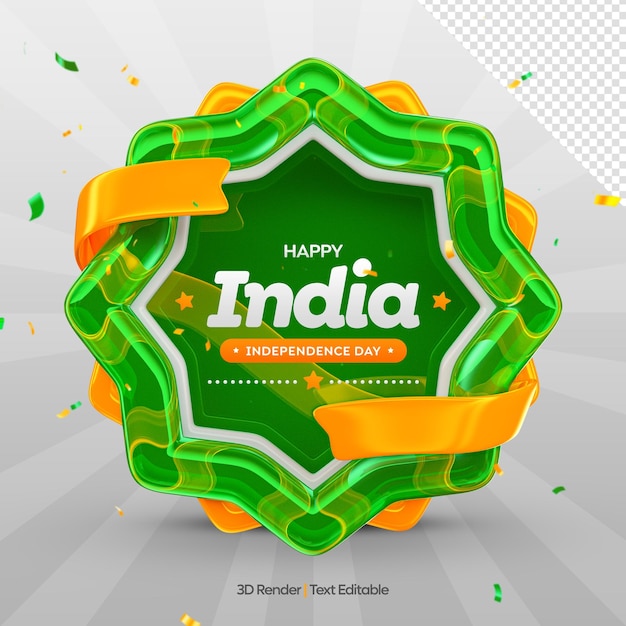 India independence day 3D Rendering isolated