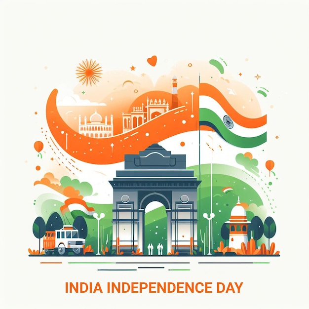 India Independence Day PSD Template with Flag