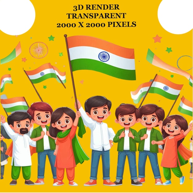 India Independence day With White Transparent Background