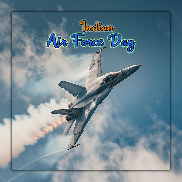 Indian Air Force Day with helicopter air force day for social media post design