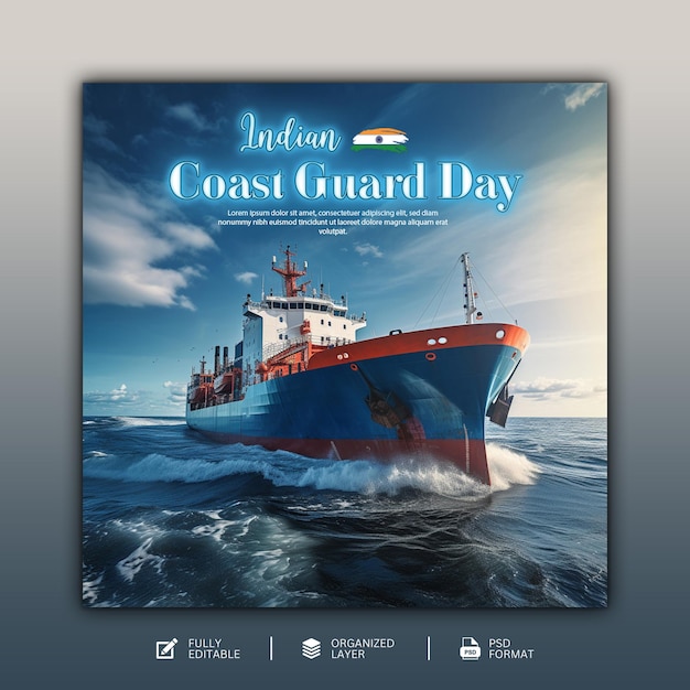 Indian Coast Guard Day graphic and social media design