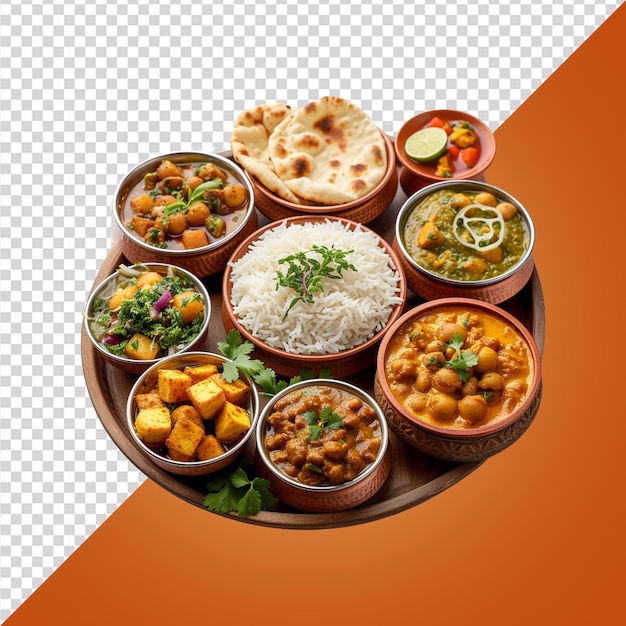 Indian cuisine on transparent background