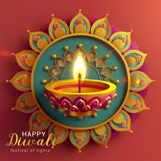 Indian culture happy Diwali festival of lights colorful decorative background design